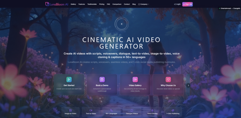 lunabloom ai homepage