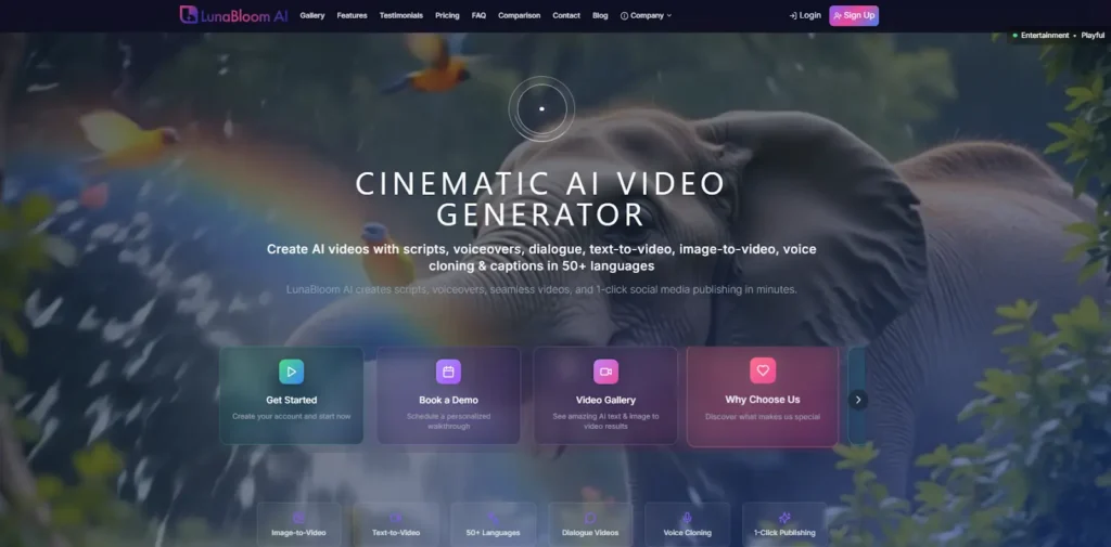 lunabloom ai homepage
