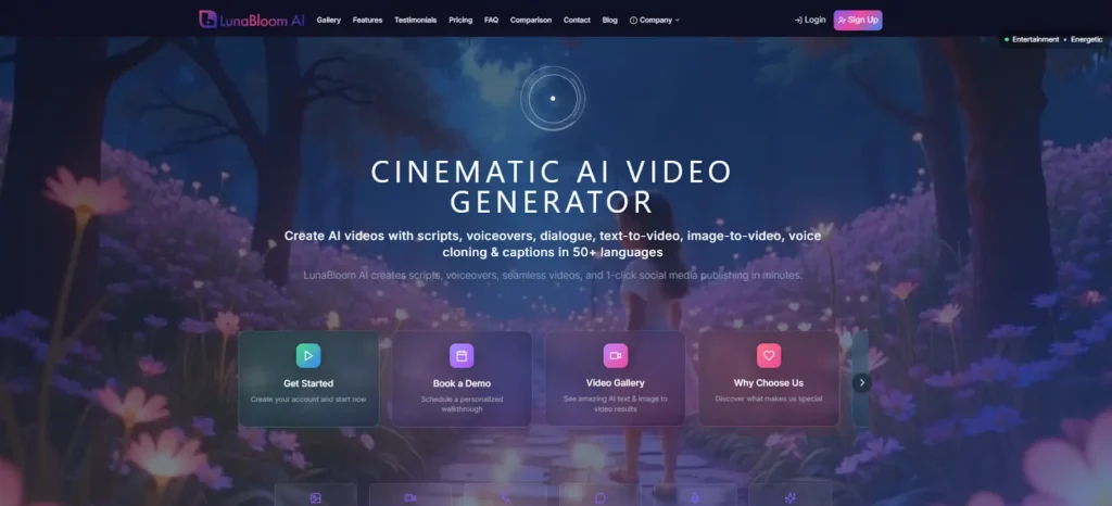 lunabloomai homepage
